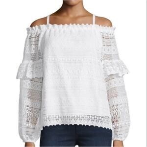Parker Jordanna White Lace Off Shoulder Top